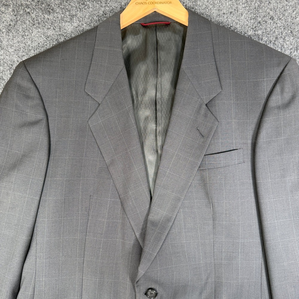 Hart Schaffner Marx The Boardroom Blazer Men 46R Grey Glen Plaid Wool Jacket